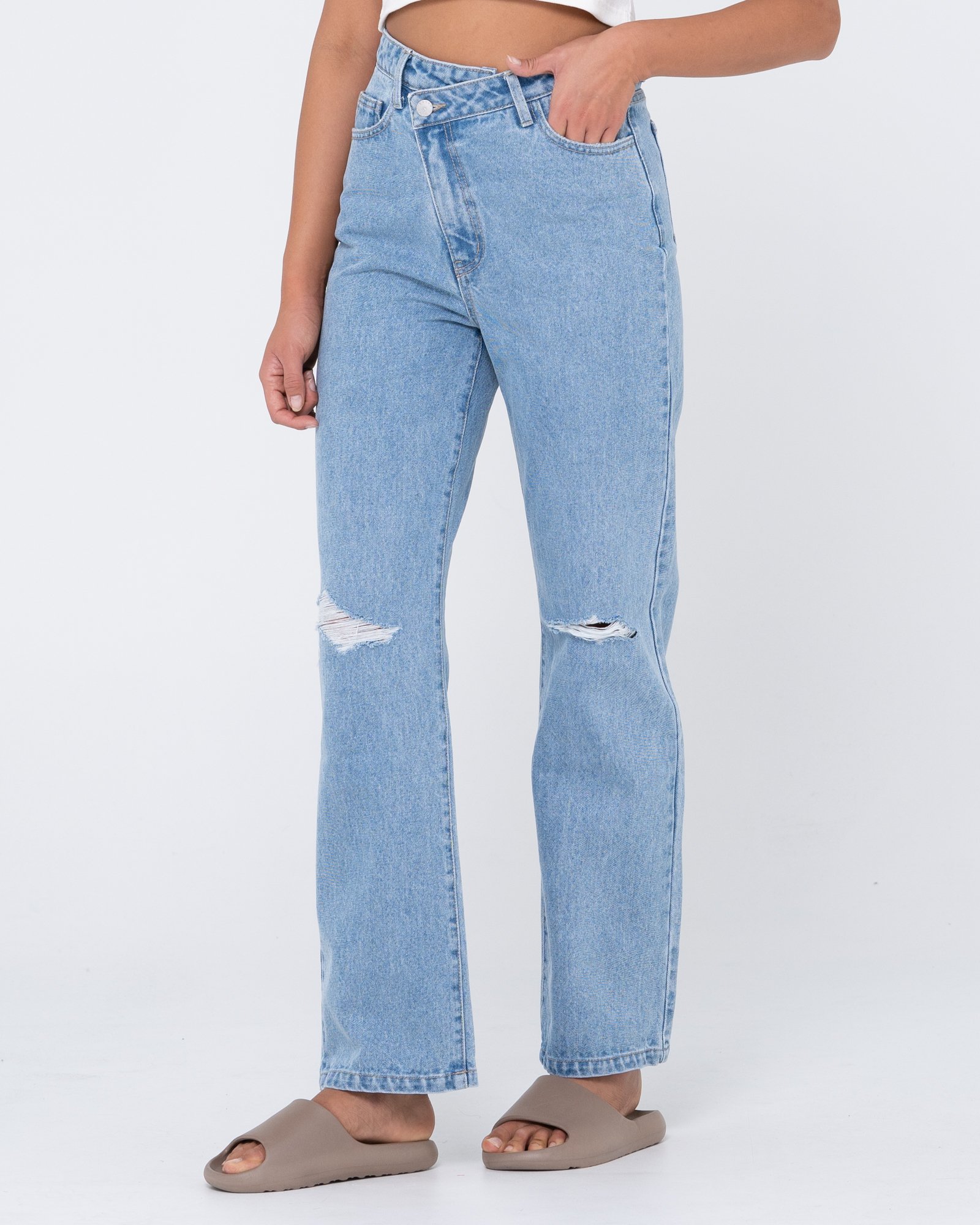 Rusty - Chloe High Wide Straight Leg Jean - Blue Lagoon - Womens ...