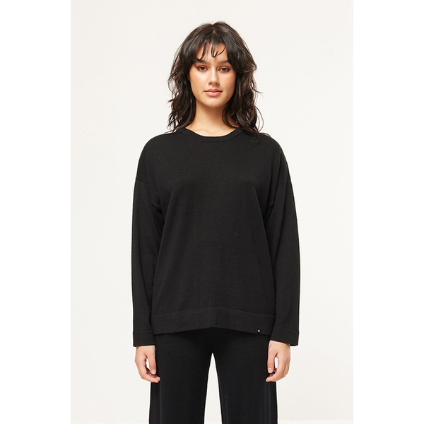 Huffer - Merino Neve Crew - Black & Oat Marle - Womens-Tops : We stock ...