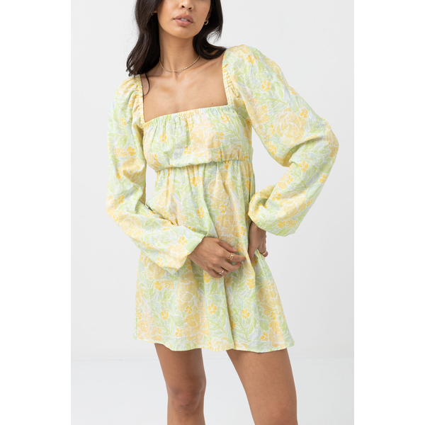 Rhythm - Magnolia Floral LS Mini Dress - Fern