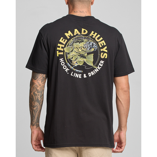 Mad Hueys - Hook Line & Drinker Tee - Black 