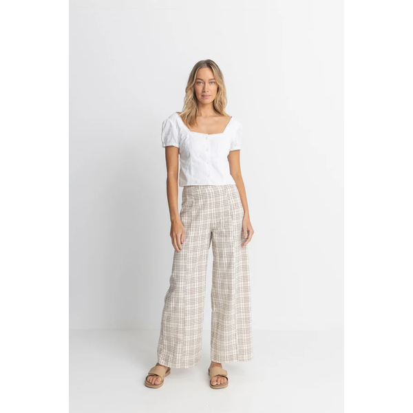 Rhythm - Rumi Check Wide Leg Pant - Natural 