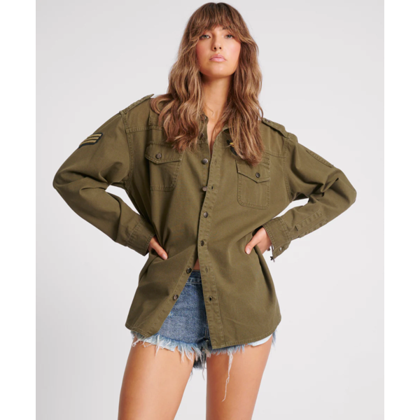 One Teaspoon - Aviator Eagle Cotton Shirt - Khaki 