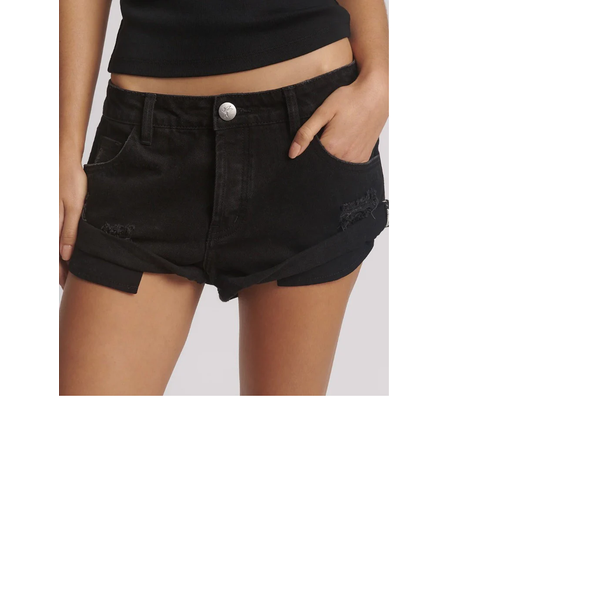 One Teaspoon - Double Black Bandit Low Waist Denim Short