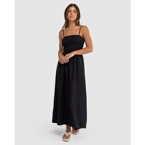 Rhythm - Classic Shirred Midi - Black