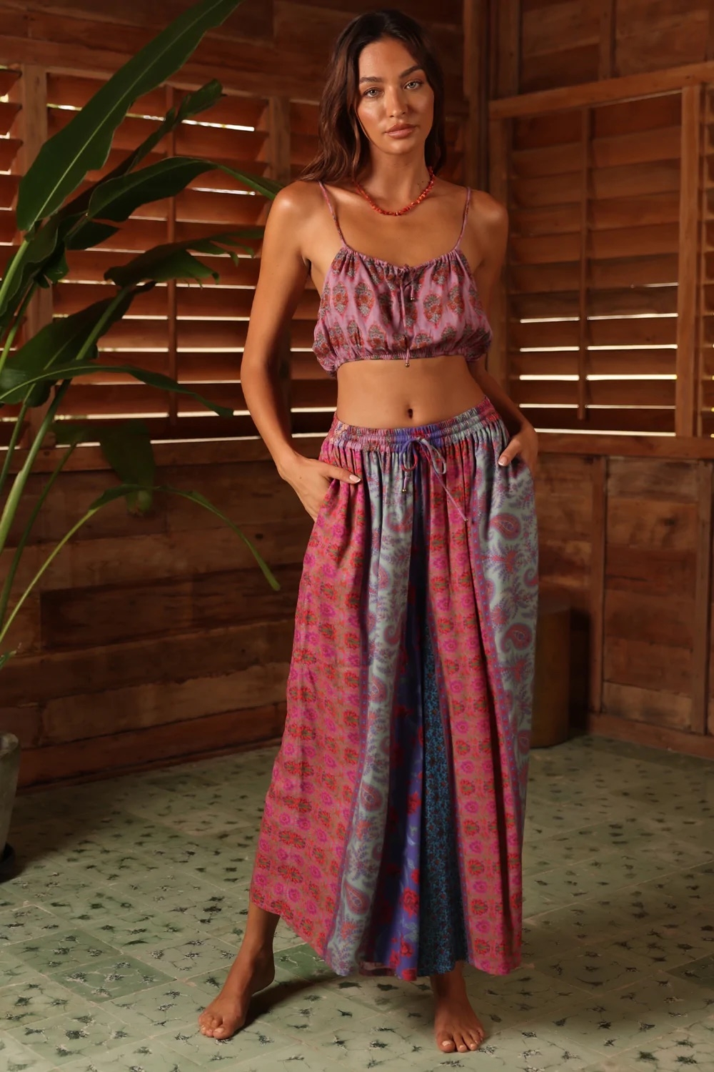 Tigerlily - Ramo Aviva Tiered Maxi Skirt - Patchwork - Womens-Bottoms ...